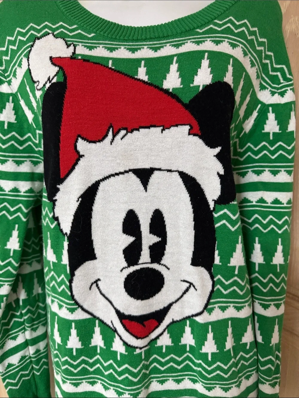 NEW Disney Green & White Mickey Mouse Knit Sweater XL